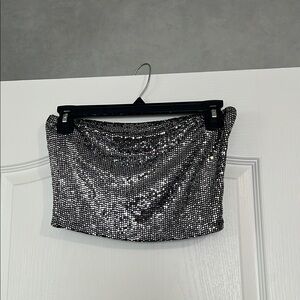 Silver Sequin Tube Top